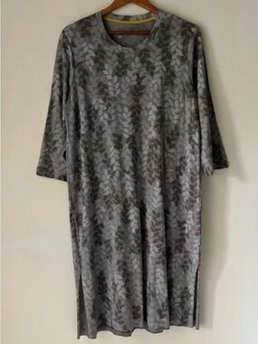 Gudrun Sjoden Folia Tunic Dress Size Large Gray Lagenlook Boho Pockets Artsy